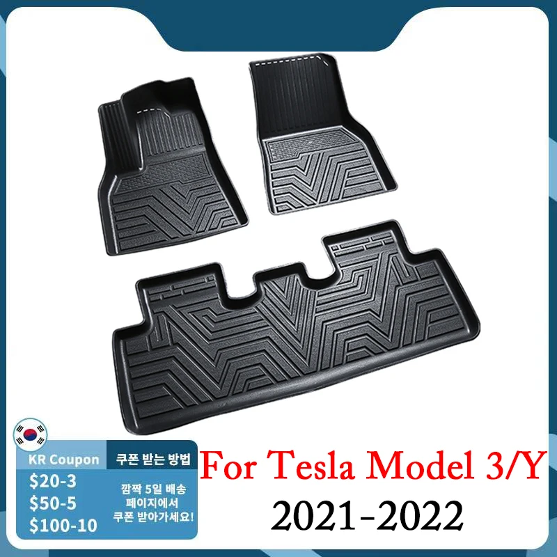 Для Tesla Model 3/Y автомобильный водонепроницаемый нескользящий напольный коврик ТПЭ