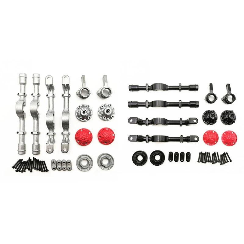 

2 Pcs Front And Rear Metal Shaft Shell DIY Modified Climbing Off-Road Vehicle Toy Model,Black & Silver