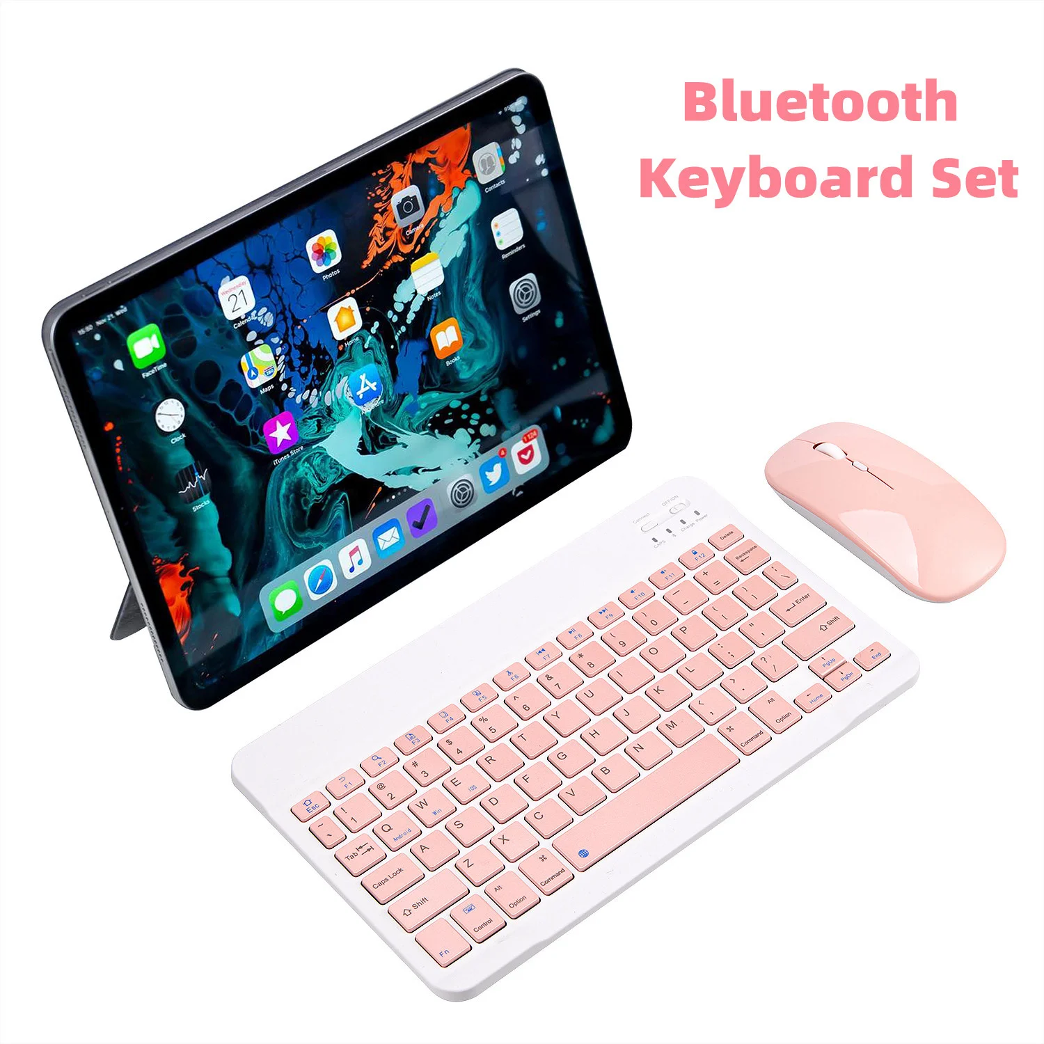 

Bezprzewodowa klawiatura tabletu dla ipada/Samsung/Xiaomi/Huawei Teclado kompatybilna z Bluetooth klawiatura i mysz dla systemu
