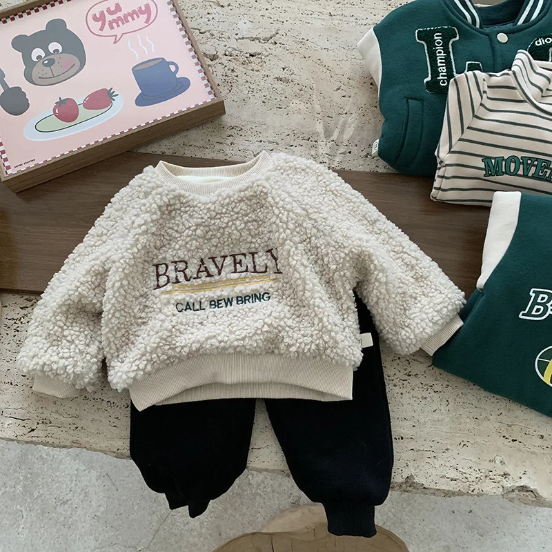 

Children's Winter Sweatshirt Kids Solid Fleece Thicken Toddler High Collar Sweatshirt Unisex Warm Baby Boy Girl Pullover Clothes