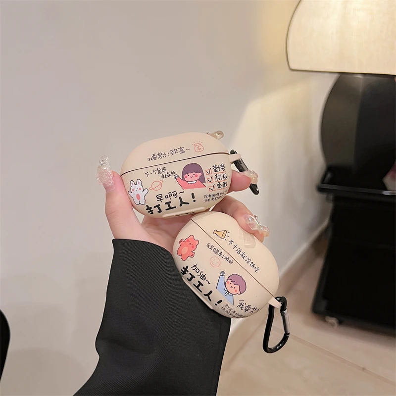 

Earphone Case for 2022 New huawei freebuds pro 2,Cute Cartoon hard work boy girl Crystal sticker for freebuds pro 2 Charging Box