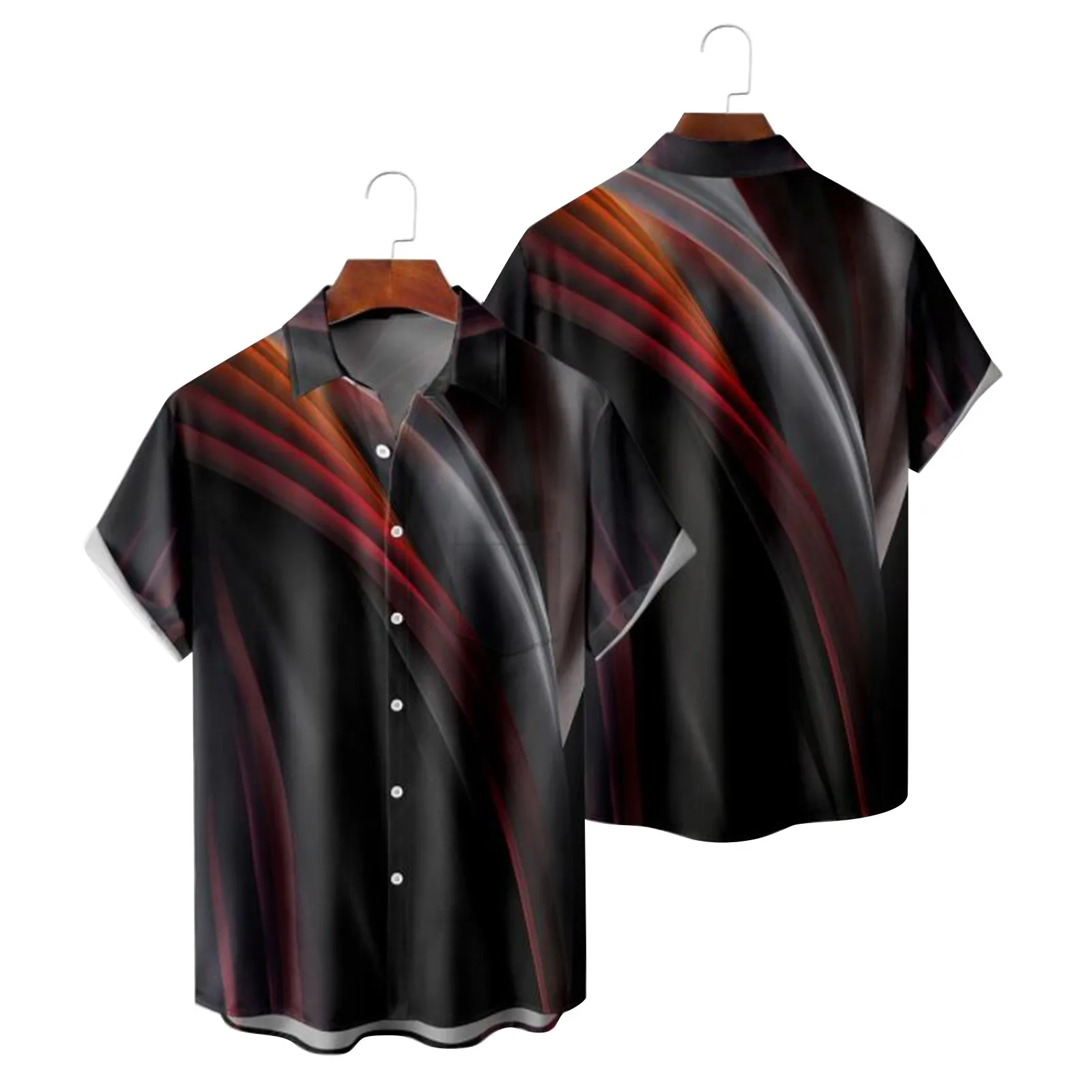 

White T Shirts Pack Mens Printed Hawaiian Shirts Short Sleeve Button Down Beach Shirts Shirt For Man Gold Color Tops Men