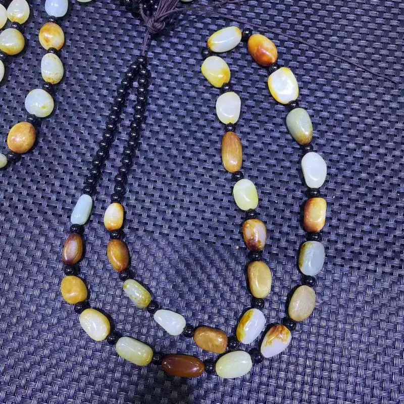 

Natural Hetian Jade Stone Seed Beads Luxury Pendant Lanyard Neck Strap Men Women Fine Jewelry Nephrite Jades Lanyard Accessories