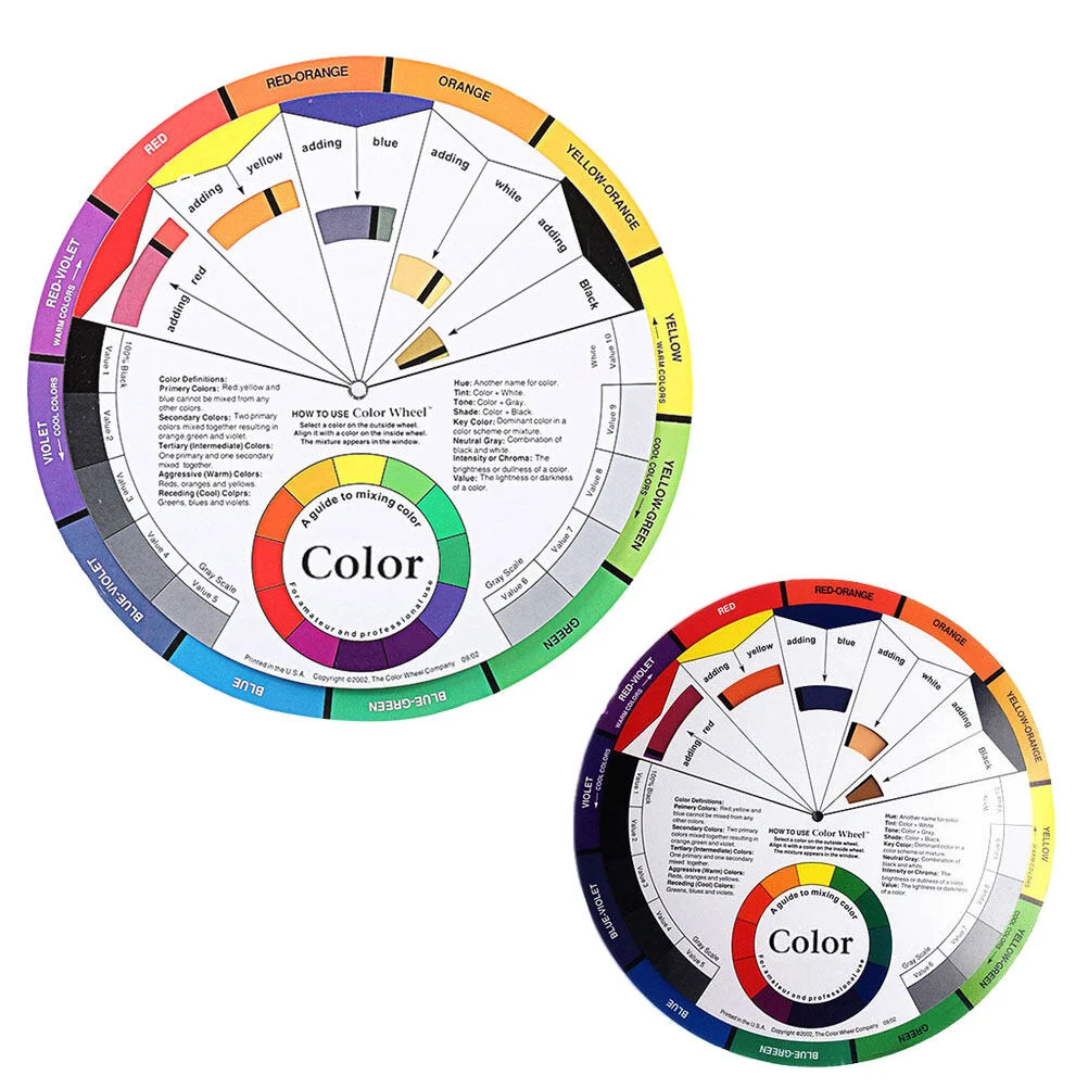 

2 Essential Color Wheel Mixing Learning Guide Class Teaching Tool Color Wheel Companion for Makeup Blending Board Chart Color