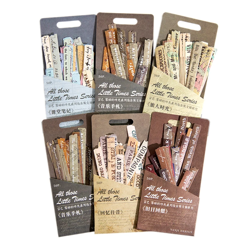 50 шт. наклеек, английский текст, коллаж, буквы, музыкальные литературные буквы, декоративный фон, аксессуары для скрапбукинга, 12*6 см