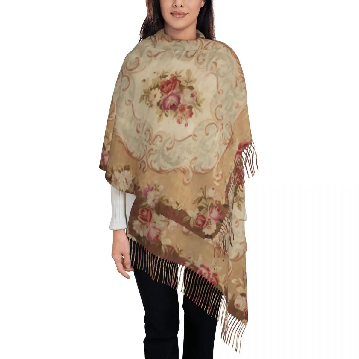 Женский Длинный античный ковер с цветочным рисунком в виде роз рандомная мягкая