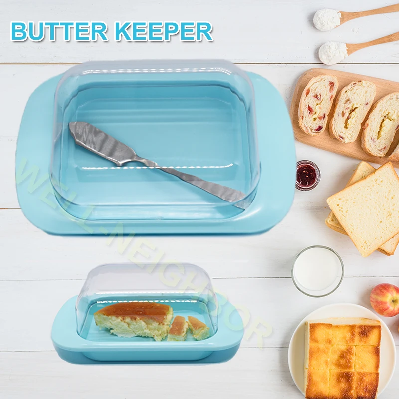 

Breadbasket Butter Box Sealing with Wood Lid Knife Food Dish Keeper Tool Cheese Storage Tray Plate for Restaurant Kitchen