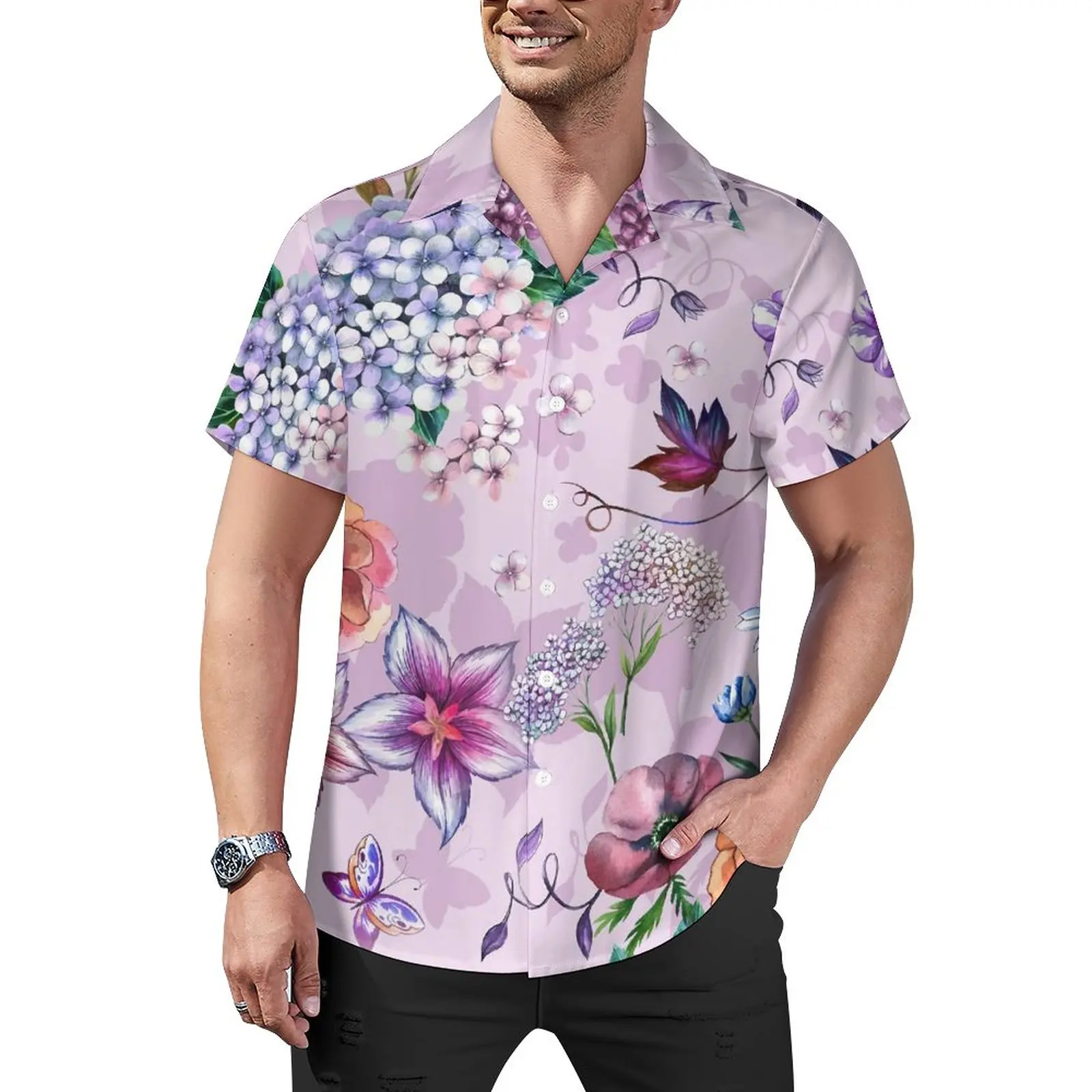 

Baroque Floral Print Vacation Shirt Flowers Hawaii Casual Shirts Man Aesthetic Blouses Short Sleeve Print Clothes Plus Size