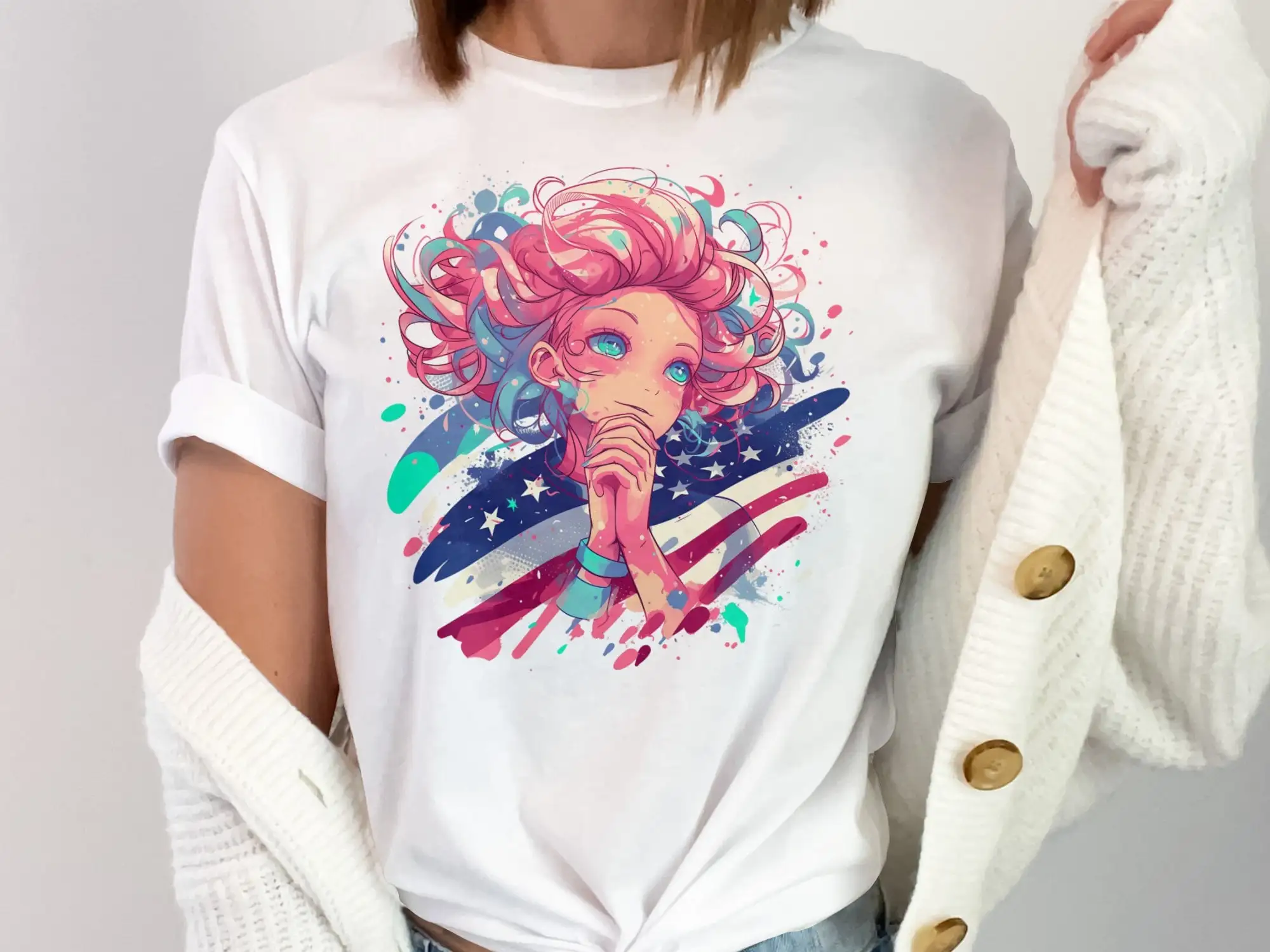 Патриотический американский флаг художественная футболка красочная свобода США