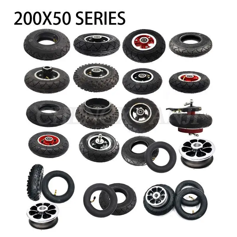 

200*50Electric Scooter Tyre With Wheel Hub8" Scooter 200x50 Tyre Inflation Electric Vehicle Aluminium Alloy Wheel Pneumatic Tire