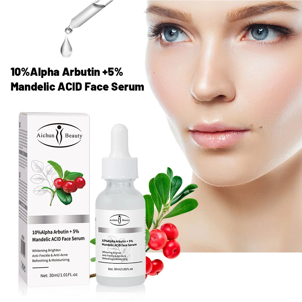 

Aichun 30ml 10%AlphaArbutin +5%Mandelic ACID Face Serum Arbutin Skin Brightening Whitening Essence Liquid Anti-Acne Face Essence