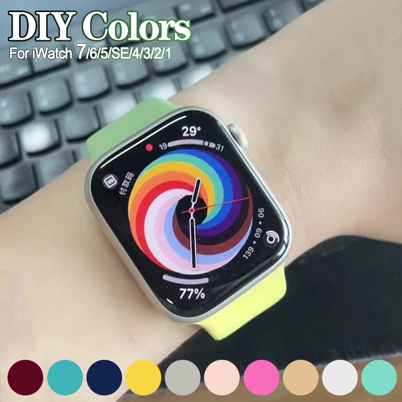 Ремешок силиконовый для Apple Watch 3 4 5 6 SE 7 band 40 мм 44 38 42 | Электроника