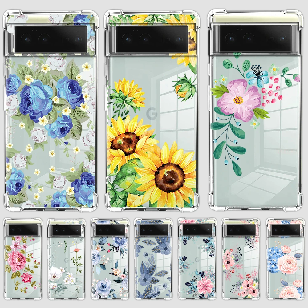 

fashion luxury blue rose flower phone case for Samsung Galaxy pixel 6 6PRO S 20 21 22 30 P ULTRA FE TPU transparent soft shell