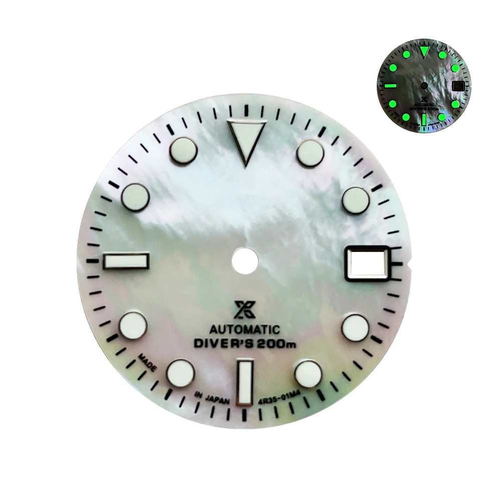28.5mm Sunray Shell Dial Suitable for SKx007/SUB Green Luminous Watch Accessories  Suitable for NH35Automatic Movement With S Lo