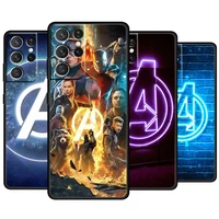 avengers glowing logo for samsung galaxy s22 s21 s20 ultra plus pro s10 s9 s8 s7 edge 4g 5g soft tpu black phone case capa cover