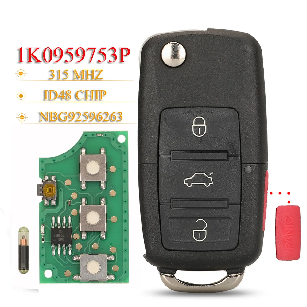 Смартфон jingyuqin 1K0959753P 315 МГц ID48 для VW Rabbit Jetta CC Golf Eos GTI R32 NBG92596263 1K0 959 753 P