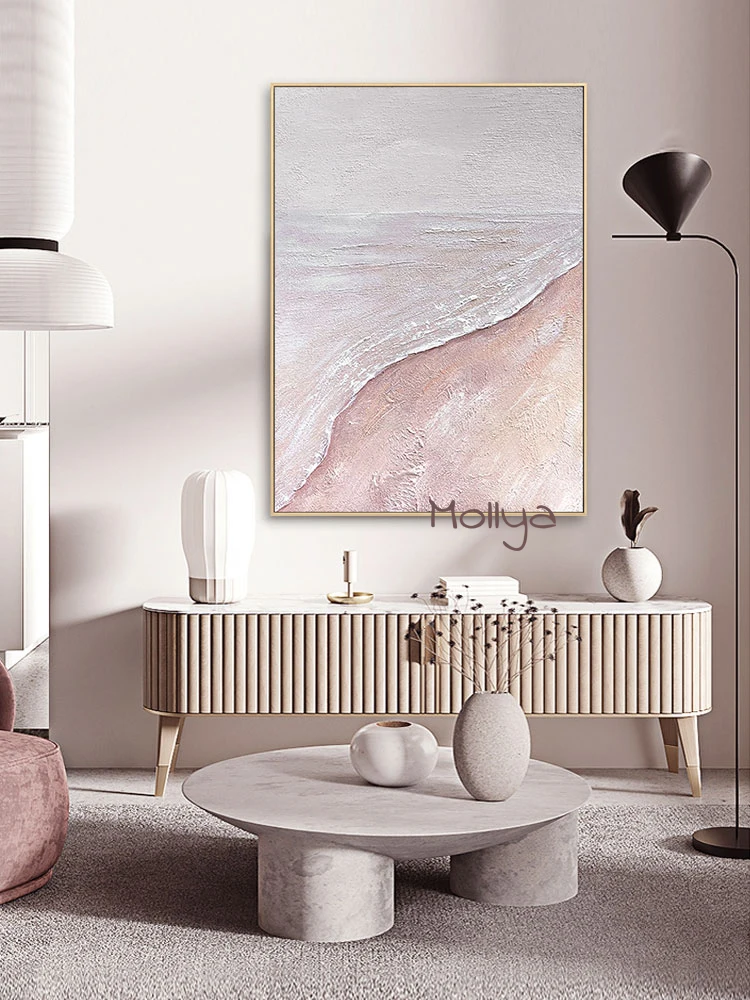 100% ручная роспись абстрактная картина маслом на холсте в гостиной розовая