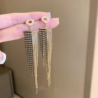 diamond tassel advanced light luxury fashion stud earrings for women korean fashion earring daily birthday party jewelry gifts