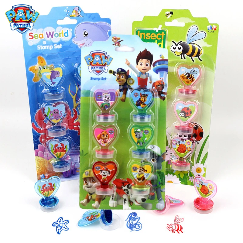 

6pcs Paw Patrol Pattern Stamp Toys Children Stamp Elementary School Supplies Puppu Chase Skye Marshall Rubble Rocky Figures Gift