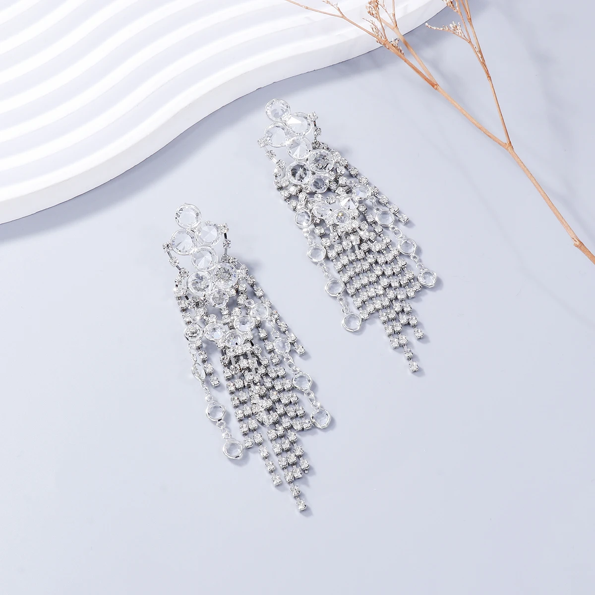 Прозрачные Серьги ZAA со стразами бриллиантовые серьги с кисточками для женщин