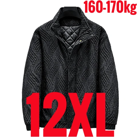 Мужская флоковая куртка большого размера 12XL, пальто с воротником-стойкой, мужское пальто с хлопковой подкладкой, осень-зима, большие размеры, формальный размер 7xl 8xl 9xl 10xl