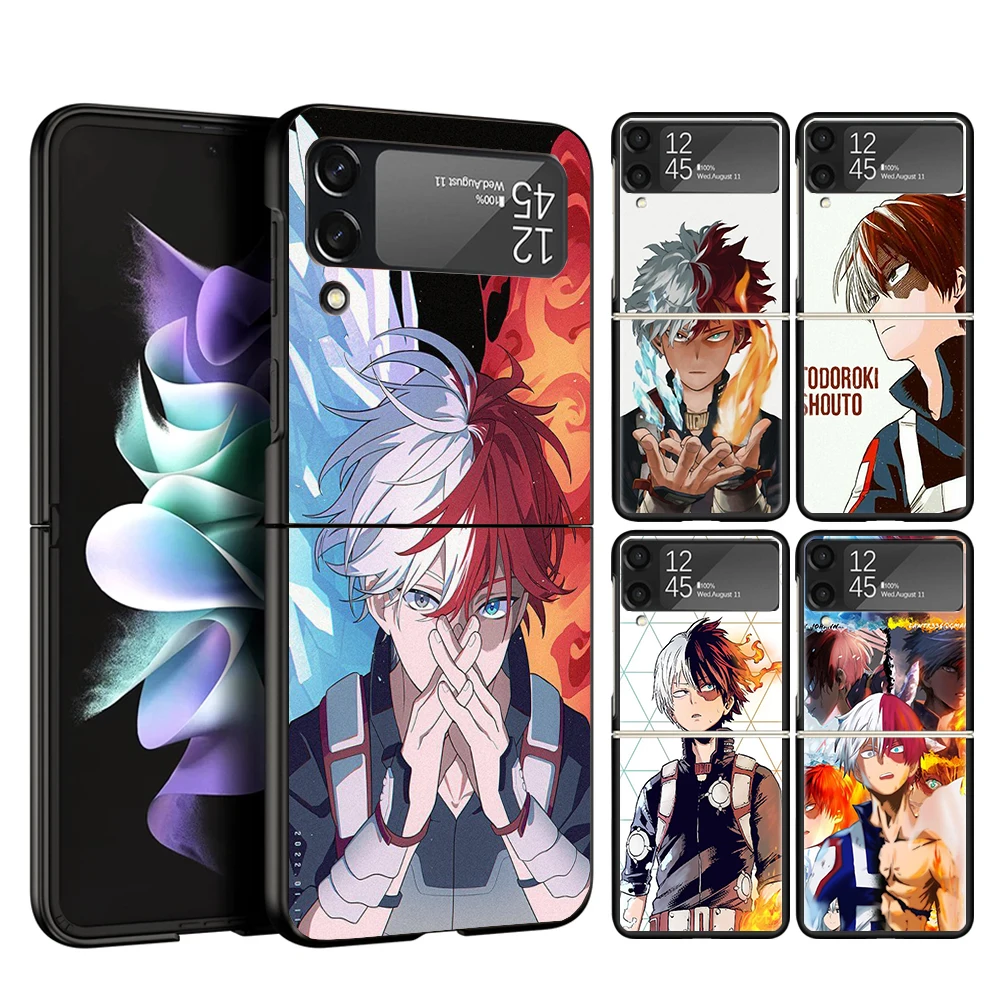 Чехол My Hero Todoroki Shoto для телефона Samsung Galaxy Z Flip 6 5 4 3 5G ZFlip6 ZFlip5 ZFlip4 ZFlip3 Black Hard Trend Fundas