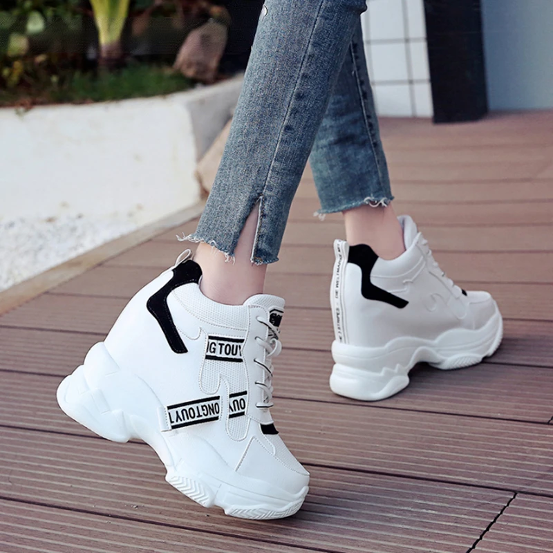 

Fashion Trendy Shoes Women High Top Sneakers Women Platform Ankle Boots Basket Femme Chaussures Femmes Height Increase Sneaker