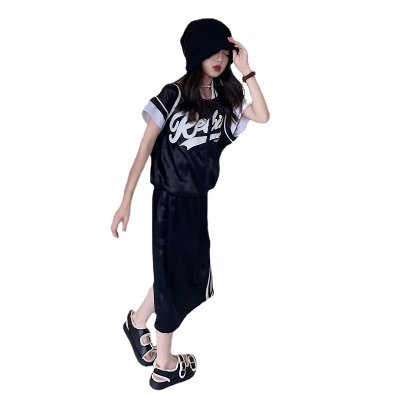 

Girls' suits female sweet and spicy cool fake two-piece 2022 summer new two-piece fashion trend