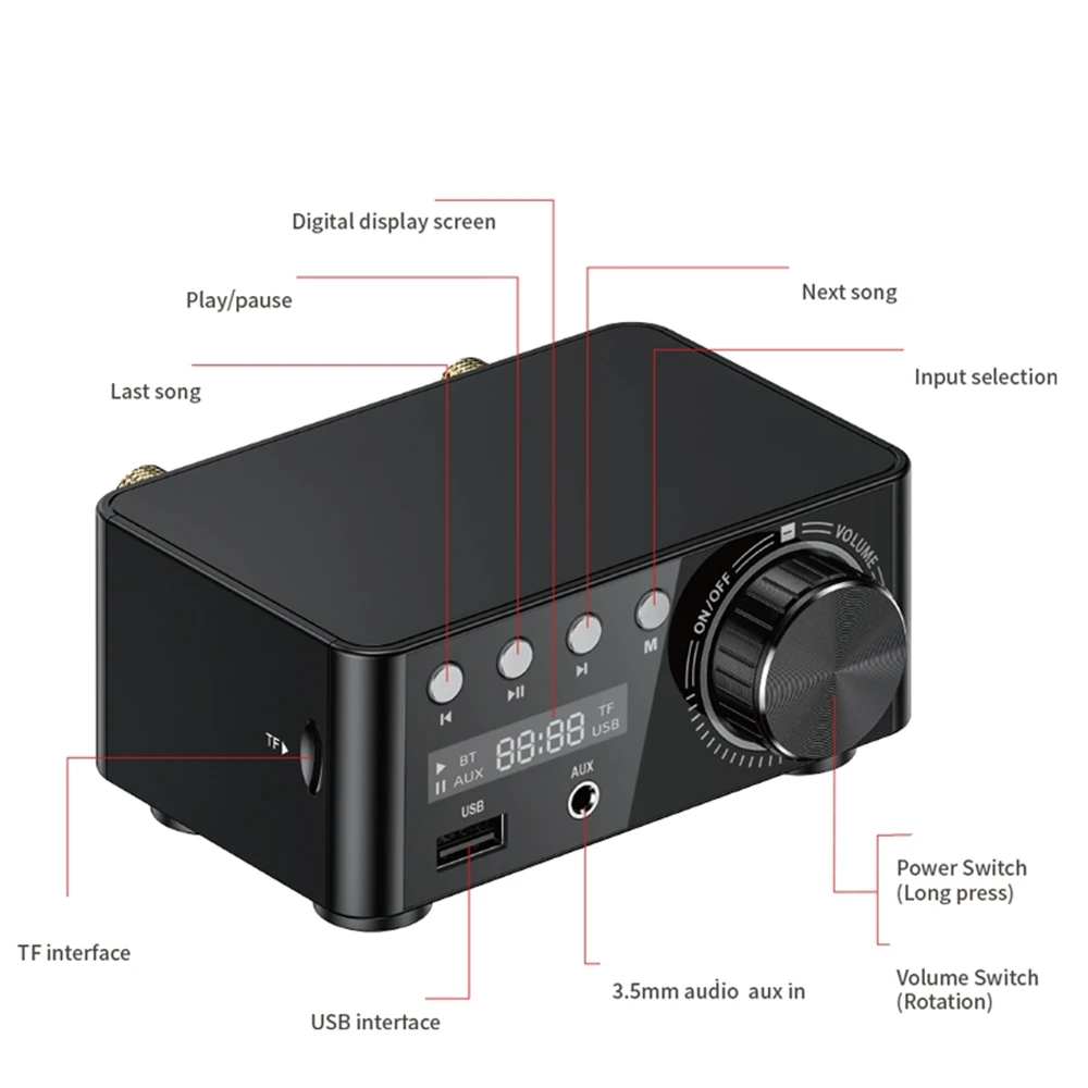 Hi-Fi Bluetooth-совместимая плата 5 0 цифрового усилителя мощности 50 Вт x2 стерео