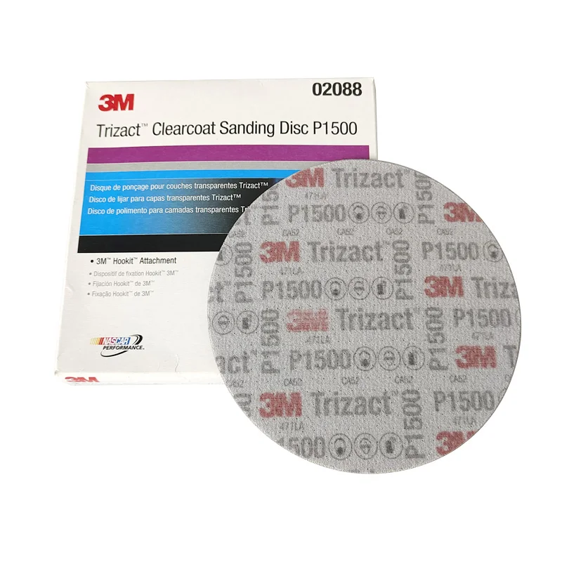 3M 02088 Clearcoat Sanding Disc P1500 6 Inch 150mm Round Self-adhesive Flocking Car Sandpaper Paint Surface Polishing Dry Grindi