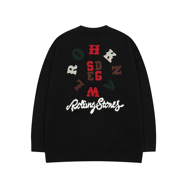 

Japanese Color Towel Letter Embroidery Pullover Autumn Sweaters for Men and Women Harajuku Retro Hip Hop Loose Knitted Tops