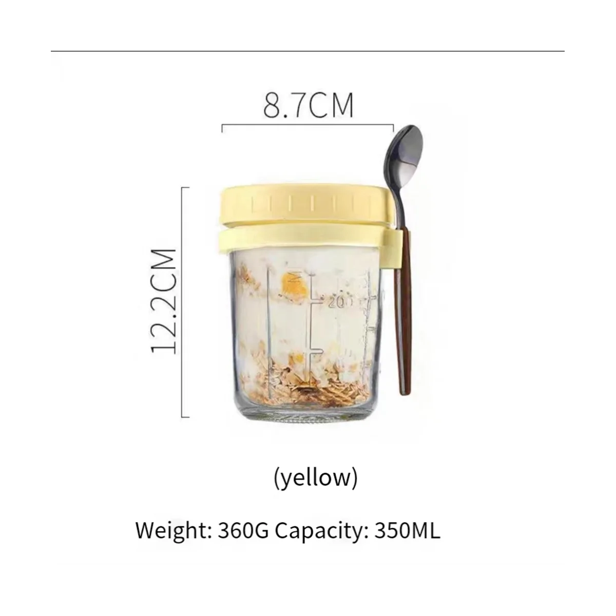 

4Pcs Container with Lid and Spoon, Glass Jars is Suitable for Yogurt, Pudding and Cereal, Sealed Oat Jar