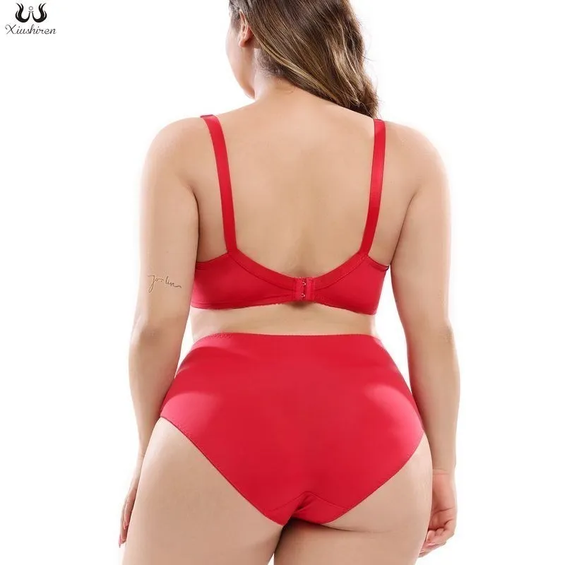 

Xiushiren 6 Colors Plus Size Female Lingeries Floral Lace Women Bra Set 36-46 D DD E Full Cup Unlined Bra L-5XL Ultra Thin Panty