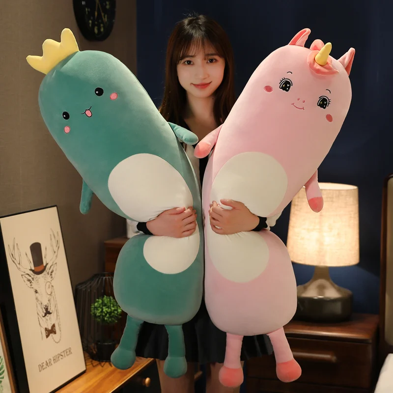 

New 100/130cm Cute Soft Long Dinosaur Unicorn Plush Toys Stuffed Pause Office Nap Sleep Pillow Cushion Gift Doll for Kids Girls