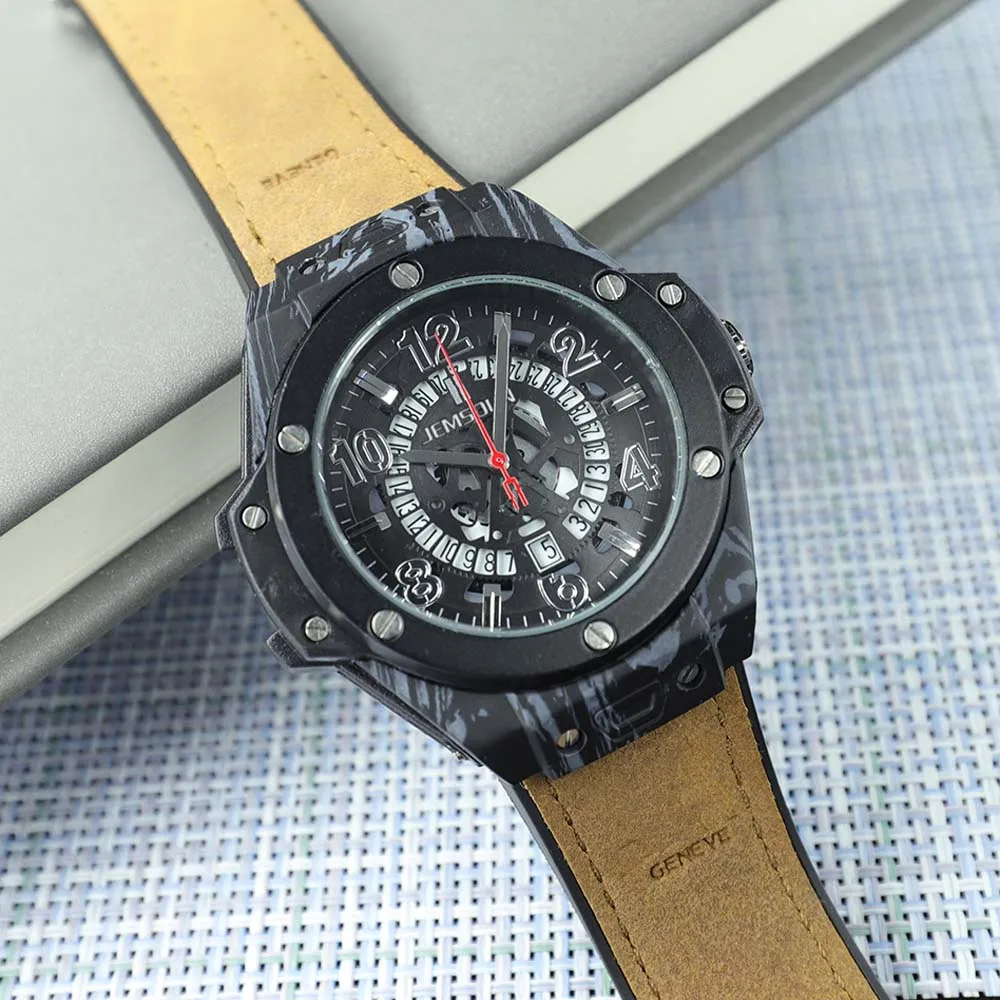 

Top New Original Brand Geneva Watches for Mens Business Automatic Date Wterproof Watch High Quality Sport Quartz AAA Male Clocks