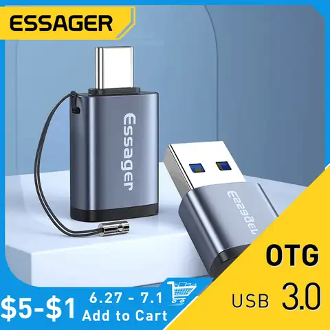 Адаптер Essager USB 3.0 Type-C OTG, переходник Type C USB C «папа»-USB «мама» для Macbook Xiaomi Samsung S20 USBC OTG коннектор