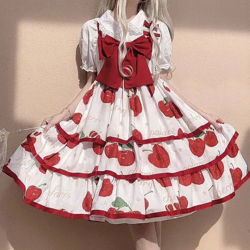 Вишневая Корона JSK кавайное японское чайное платье принцессы без рукавов