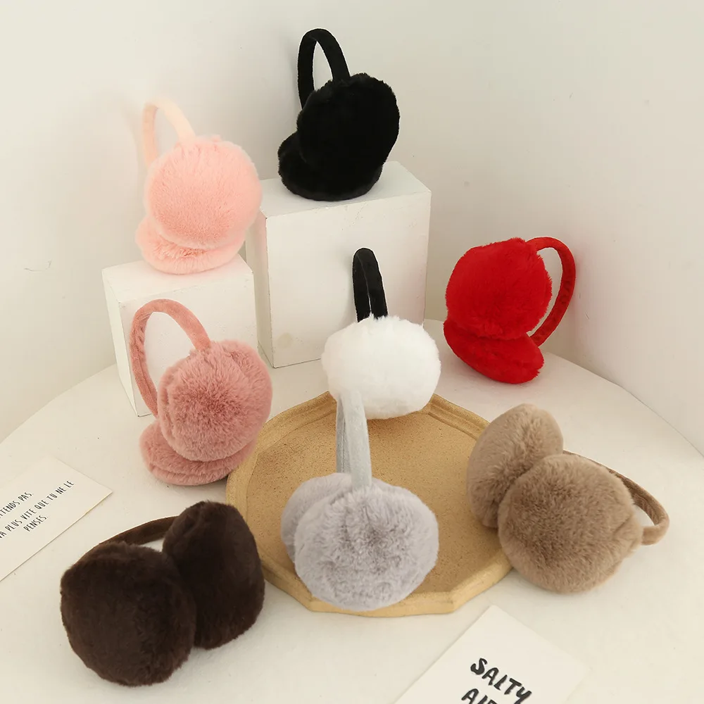 

High Quality Faux Rabbit Fur Hang Ear Cover Warm Winter Earmuffs Headwear Ear Muffs Fur Earmuffs Girl Ear Warmer Fold