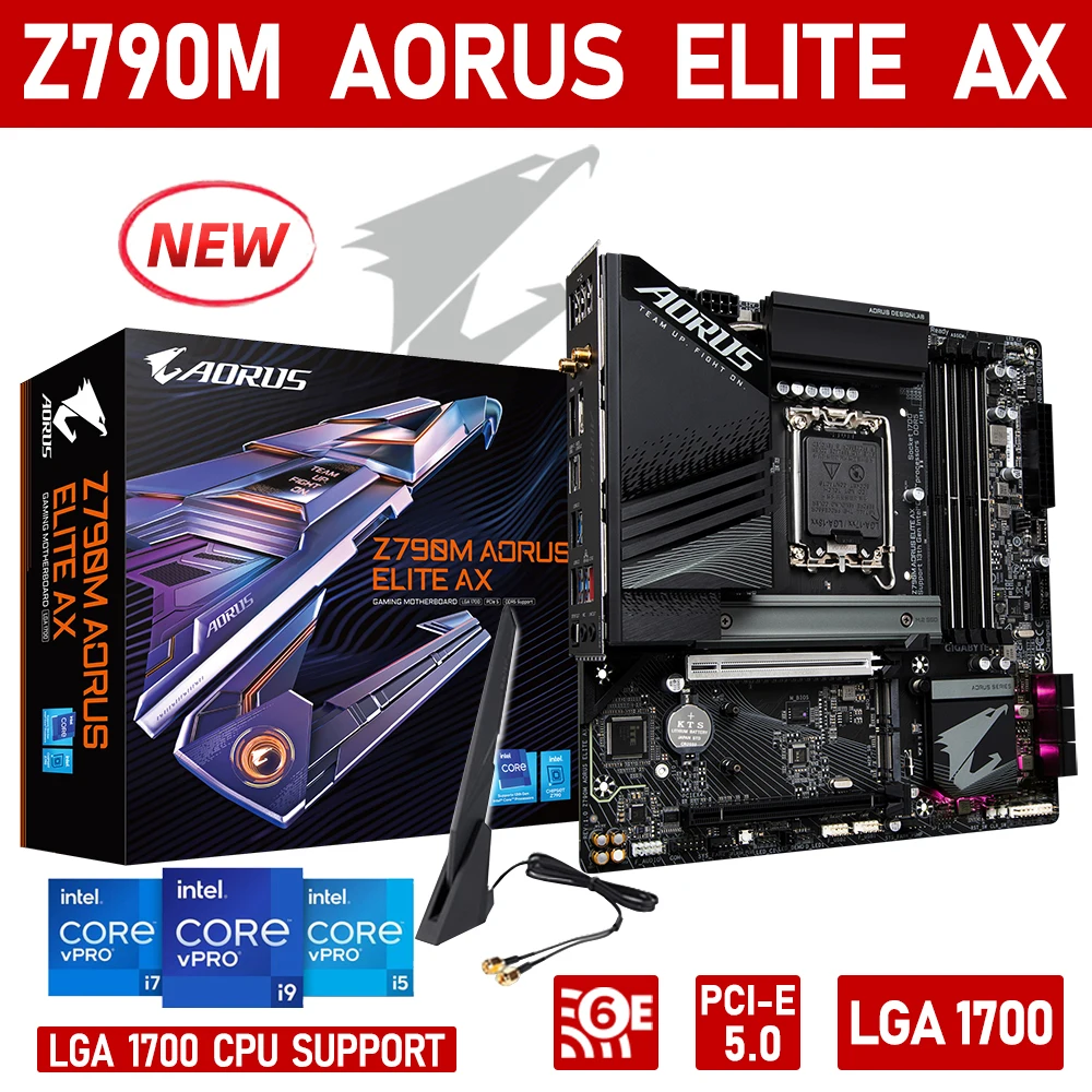 

LGA 1700 Gigabyte Z790M AORUS ELITE AX WIFI Motherboard DDR5 M-ATX 13th 12th Gen CPU Intel Desktop Gaming Z790 128GB PCIE 5 New