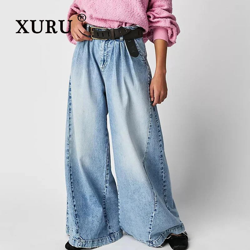 

Xulu-новые европейские и американские расклешенные джинсы для женщин, высококачественные сексуальные широкие повседневные длинные джинсы