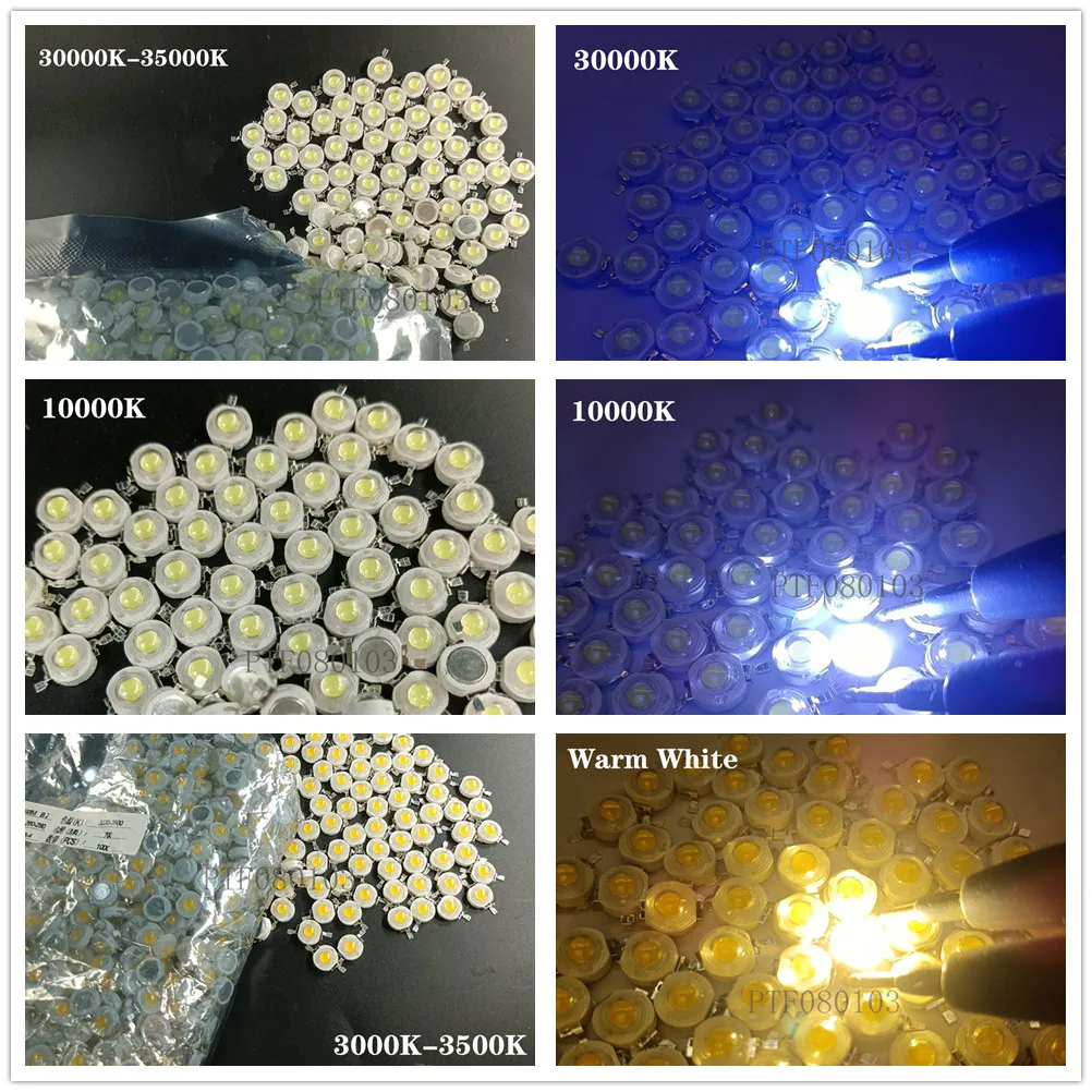 Chip 1w / 3w Neutral Cool Warm White Red 660nm Blue 445nm Green Yellow Ir Uv Full Spectrum Grow Light