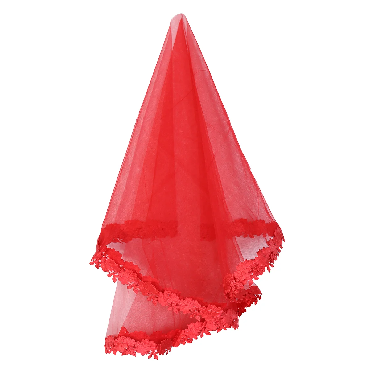 

15M Bridal Veil Transparent Mesh Bride Veil for Wedding Hairstyle (Red)