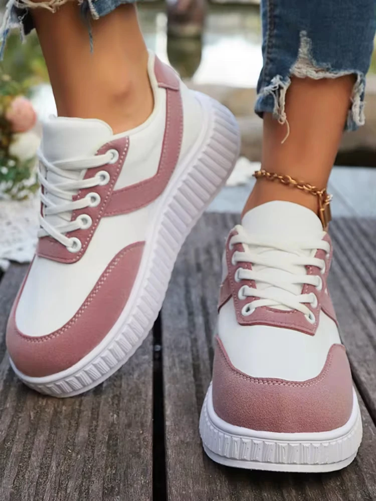 Весенне-летняя модная повседневная женская обувь на плоской подошве с шнурками