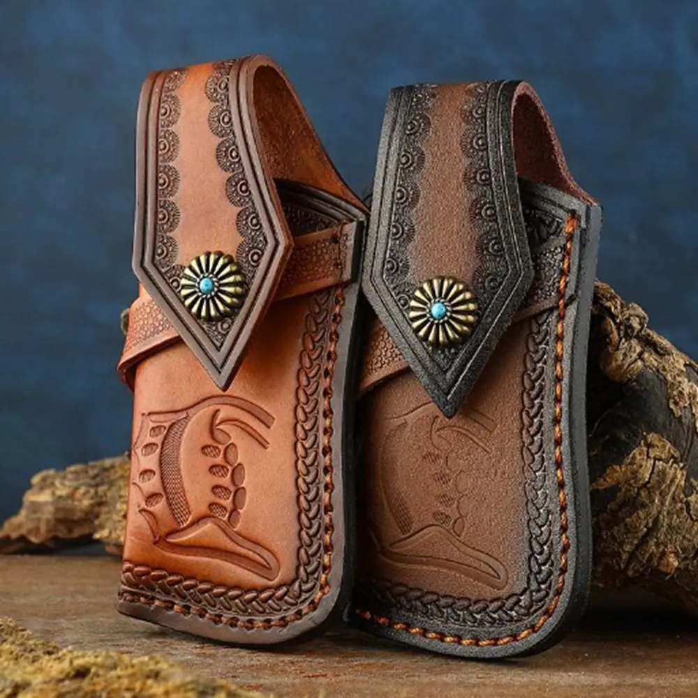 Новый портативный складной чехол для ножа карманный коричневый фонарик петля