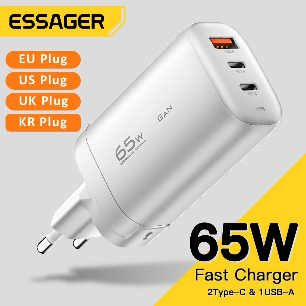 Фото Зарядное устройство Essager, 65 Вт, USB Type-C, QC4.0, PD3.0 №1