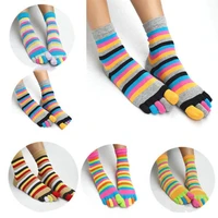 1pair colorful striped patchwork socks women men funny cotton five finger toe breathable soft short sock girls streetwear %d0%bd%d0%be%d1%81%d0%ba%d0%b8