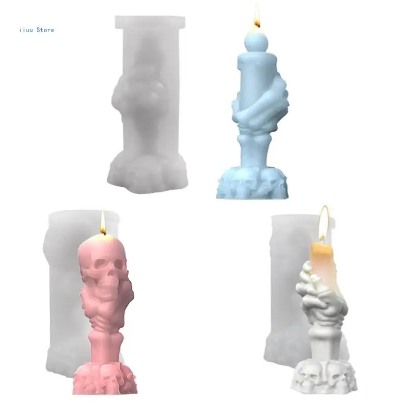 

3D Halloween Skull Hand Silicone Mold Candle Candy Decorating Tool Household
