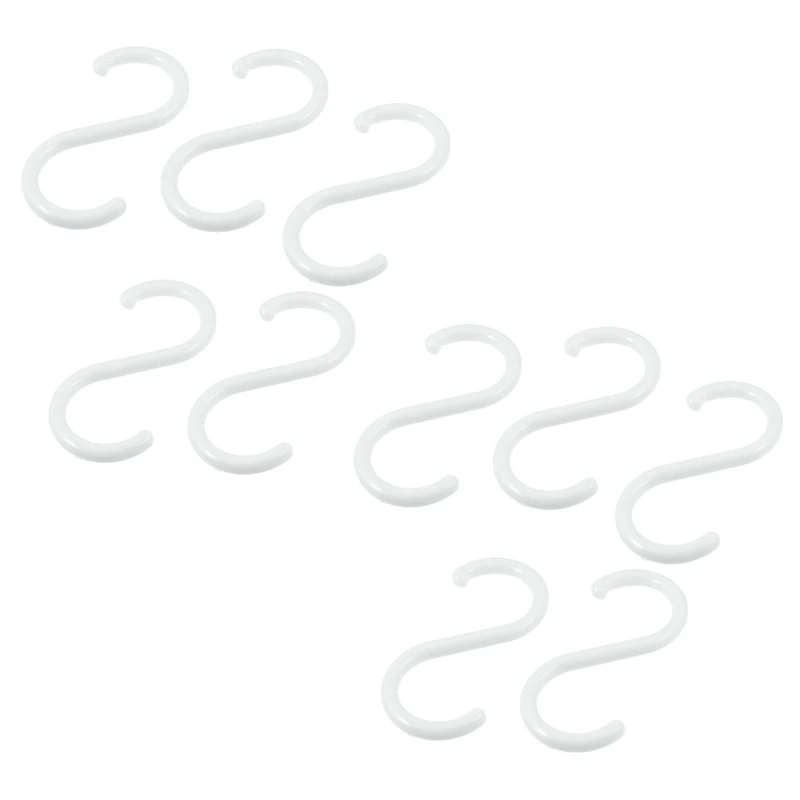 

Promotion! 10 Pcs White Plastic S Shape Hanger Hook For Home Clothing Baskets