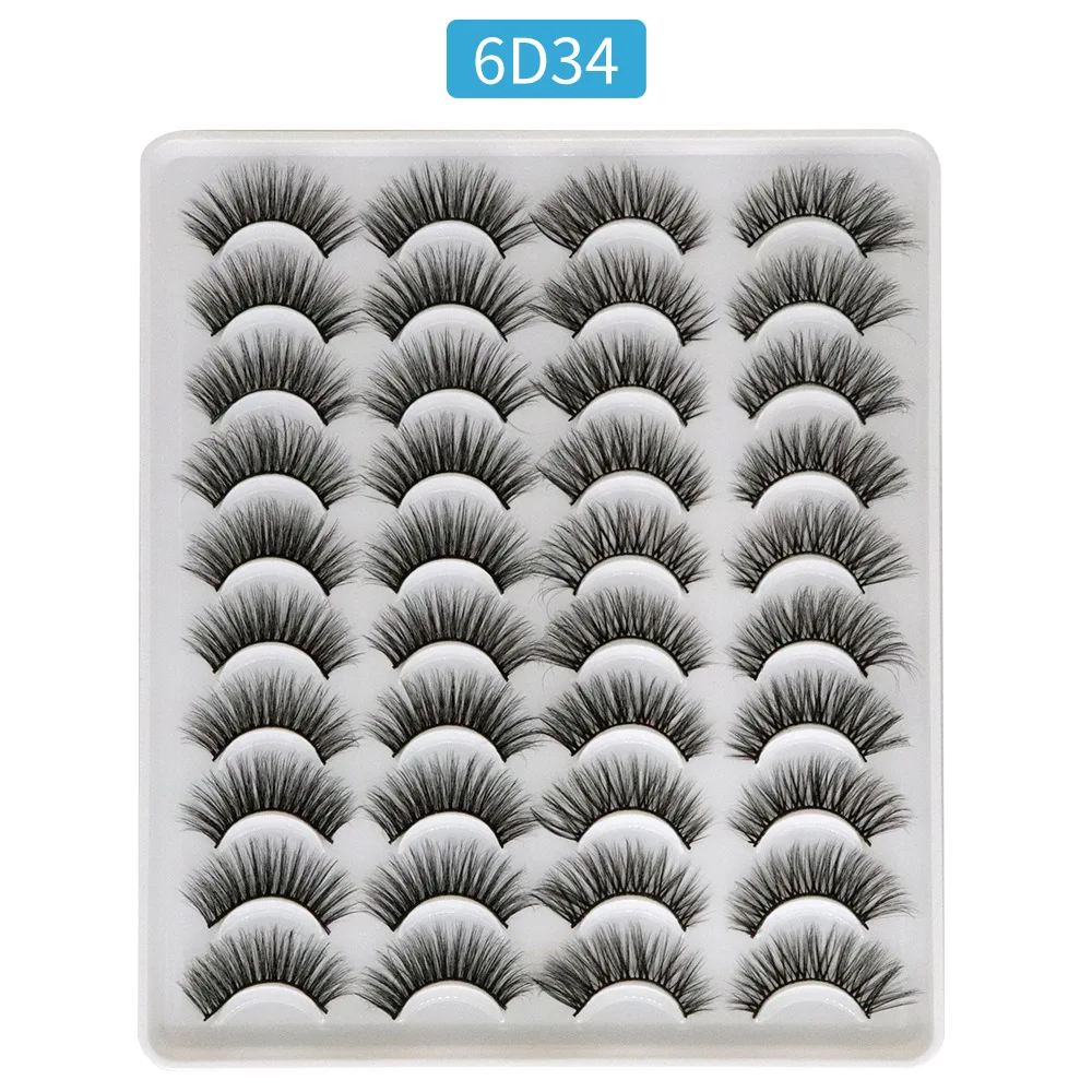 20 Pairs 6D Mink Lashes Bulk Faux Thick Long Wispy Natural Pack Short Wholesales False Eyelashes |