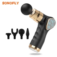 sonofly foldable mini massage gun hot compress 40 53%e2%84%83 lcd display 4 heads deep tissue percussion for neck body massager hb 018